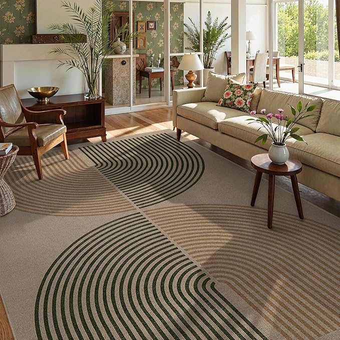 Lahome Modern Rainbow 8x10 Rug, Natural Brown Easy Jute Indoor Outdoor Rug | by Lahome