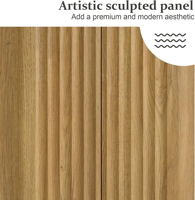 Brafab Buffet Cabinet, Wood Fluted Credenza - Image 3