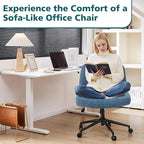 OLIXIS Criss Cross Chair with Wheels Wide Cross Legged Office Desk Vanity Chair - Image 3