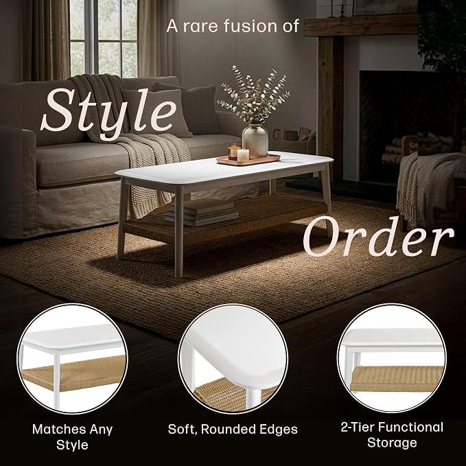 Alaterre Furniture Calais 48 Inch Rectangular Wood Coffee Table - Image 4
