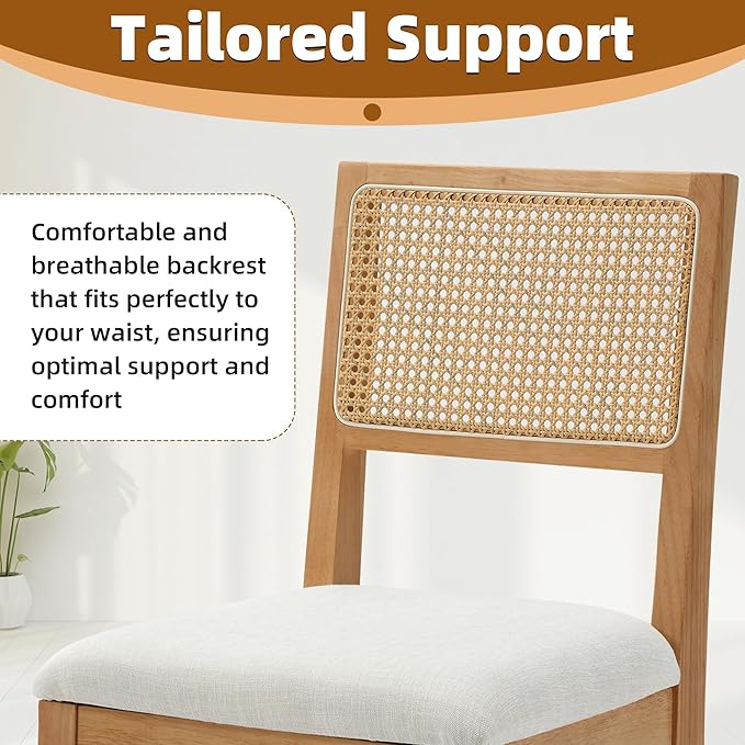 Westice Rattan Dining Chairs Set of 4, Farmhouse Natural Dining Room Chairs - Image 4