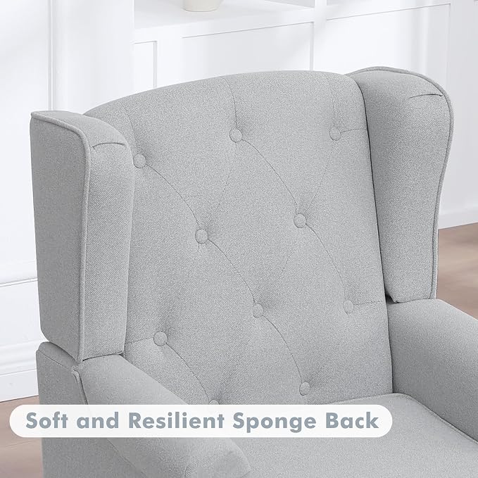 Accent Chair Set of 2, Mid Century Modern Fabric Wingback Chair, Upholstered - Image 6