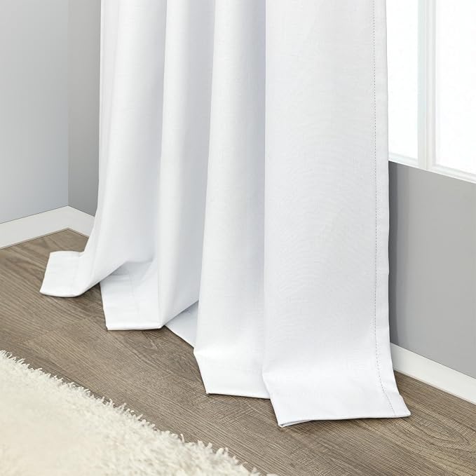 Small Blackout Curtains 45 Inches Long 2 Panels Short Linen Look Heat Blocking - Image 9
