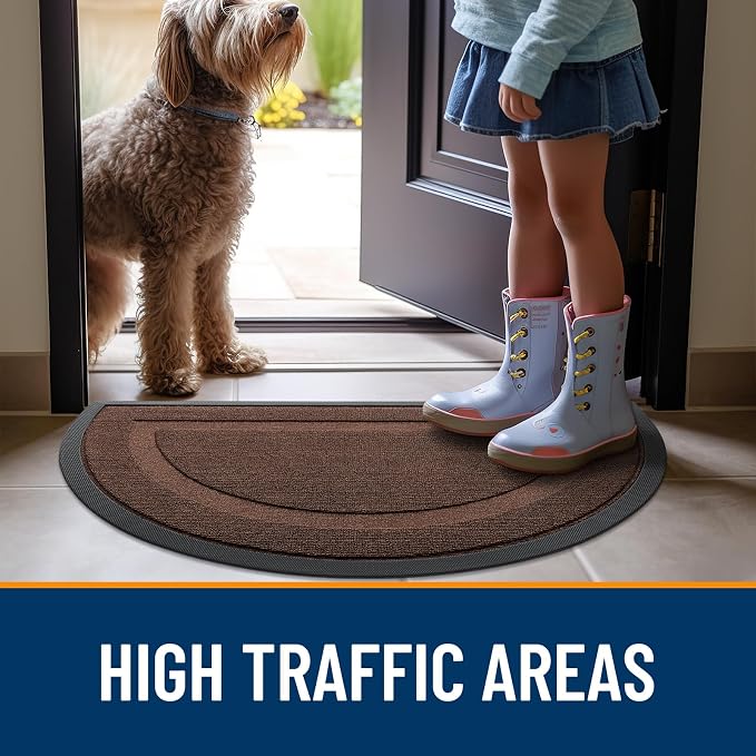 OLANLY Half Circle Front Door Mat Outside 35x23 All-Season Rubber Doormat | - Image 6