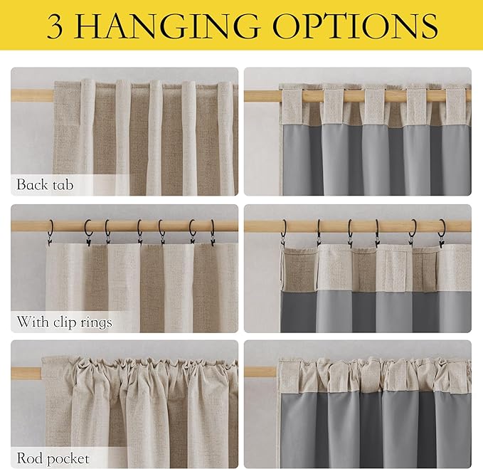 NICETOWN Natural Linen Blackout Curtains - Image 3