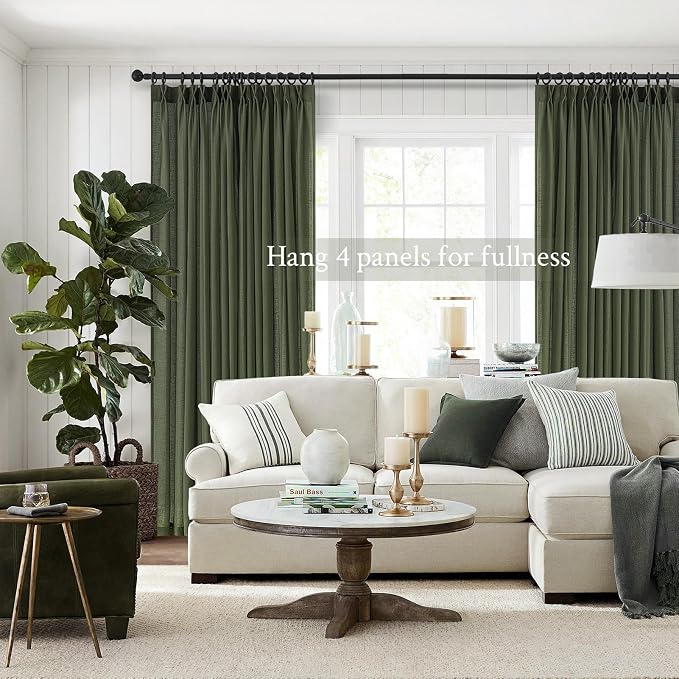 Olive Green Linen Curtains 84 Inches Long - Image 6