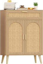 Rattan Buffet Sideboard Set of 2, Boho Buffet Cabinet - Image 9