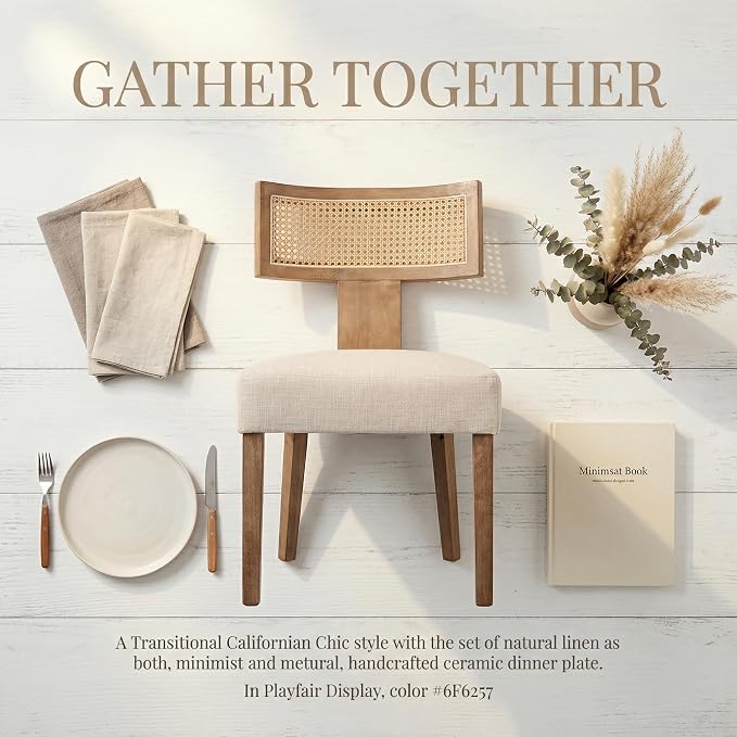 VESCASA Linen Upholstered Dining Chairs - Image 3