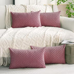 Set of 4 Pink Decorative Throw Pillow Covers 12x20 Inch Corduroy Pillow Covers by Cozoomy