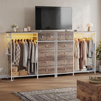 DUMOS Dresser for Bedroom with Hanging Rack, 6 Drawer Fabric Dresser with - Image 9