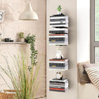 Invisible Floating Bookshelf for Wall, 8 Tier Vertical Spine Book Tower Wall - Image 4