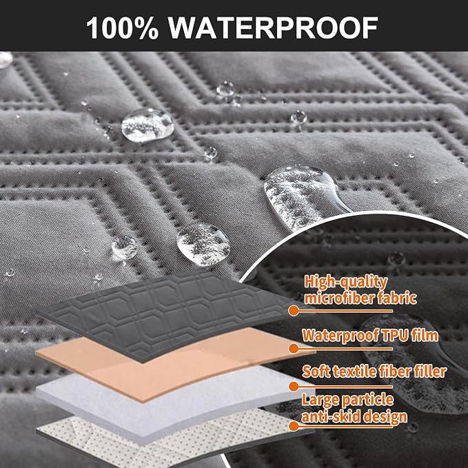 Genina Waterproof Couch Cover for Reclining Couch 3 Seater Non-Slip, Washable - Image 6
