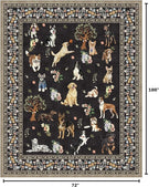 Black Floral Area Rug 6x9 for Living Room Bedroom | Ultra-Thin; Easy Clean; Non - Image 2