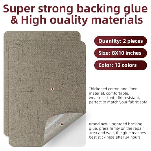 Self-Adhesive Fabric Repair Patches, Large Size 8X11 inch Linen Furniture - Image 2