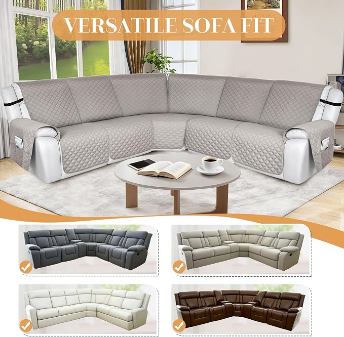 HDCAXKJ 100% Waterproof Reclining Sectional Couch Covers L Shape Recliner Sofa - Image 6