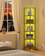 TUTOTAK Corner Shelf with LED Light, 6-Tier Corner Bookshelf - Image 3