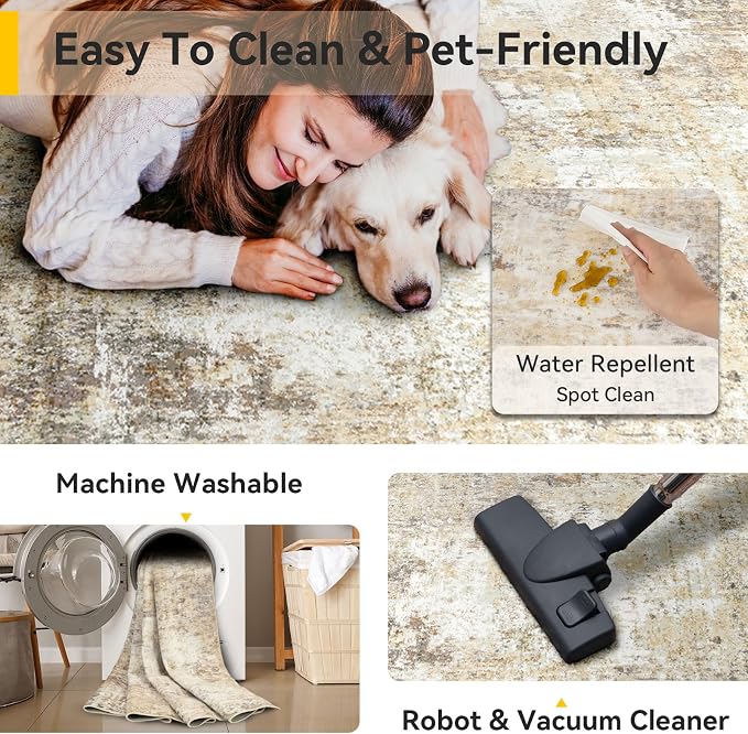 RELEANY Washable 5'x7' Abstract Area Rug - Image 5