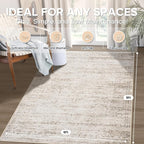 6x9 Area Rugs for Living Room Bedroom Dining Room Washable Beige Ivory | Soft - Image 2
