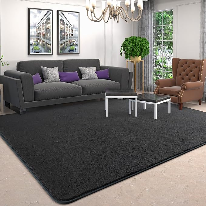 6x9 Area Rugs for Living Room Non Slip Dorm Bedroom Rug, Dark Grey | Modern - Image 8