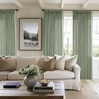 Sage Green Pinch Pleat Semi Sheer Linen Curtains 102 Inches Long 2 Panels | - Image 8
