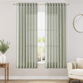 Sage Green Linen Curtains 63 Inches Length 2 Panels Set by Nanspring
