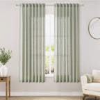 Sage Green Linen Curtains 63 Inches Length 2 Panels Set by Nanspring