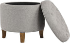 Homepop Home Decor | Upholstered Round Tufted Foot Rest Ottoman | Ottoman - Image 8