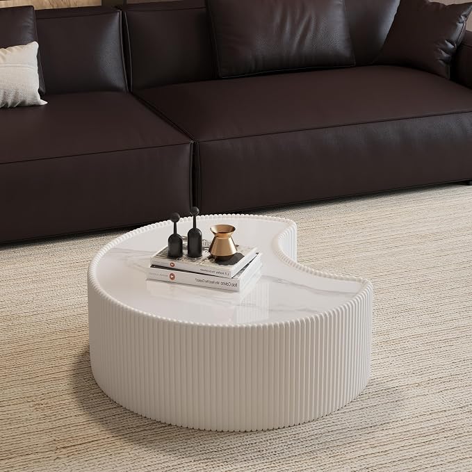 Modern Nesting Coffee Table Set of 2, Creative Moon Coffee and End Table Set - Image 4
