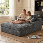 Boneless Chaise Lounge Couch Indoor, Oversized Corduroy Upholstered Sofa Bed by FelizHome