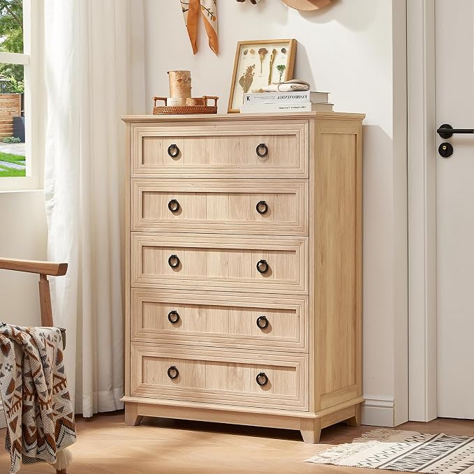 Joaxswe Farmhouse 5 Drawer Dresser - Image 8