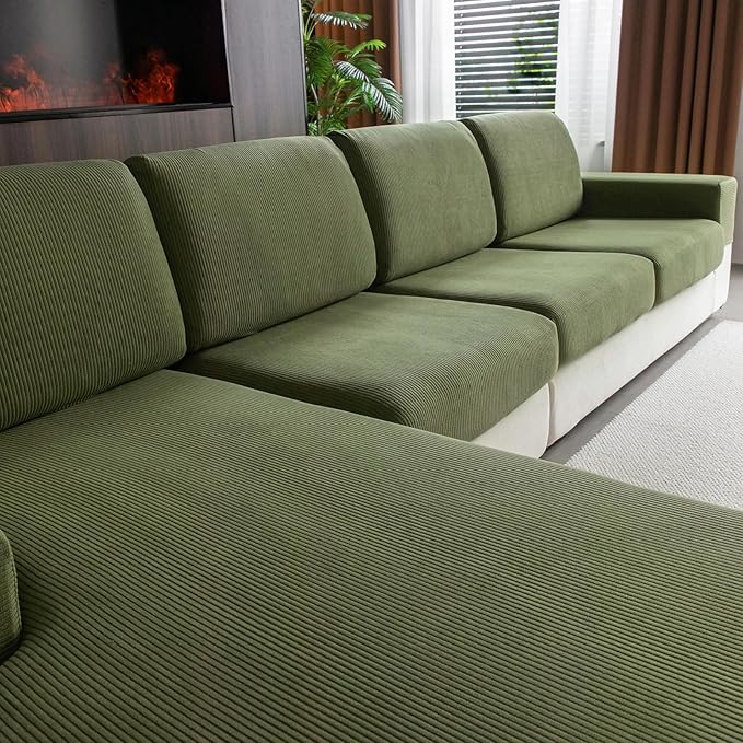 OHSIO Sectional Couch Covers, Wear Resistant Stretch Sofa Covers Washable Soft by OHSIO