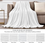 BEDELITE Ribbed Jacquard White Fleece Throw Blanket - Image 5