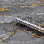Grey Gold Marble Contact Paper for Countertops A Set of 23.6" X 197"Glossy Peel by Biyoeepeelstickwallpaper