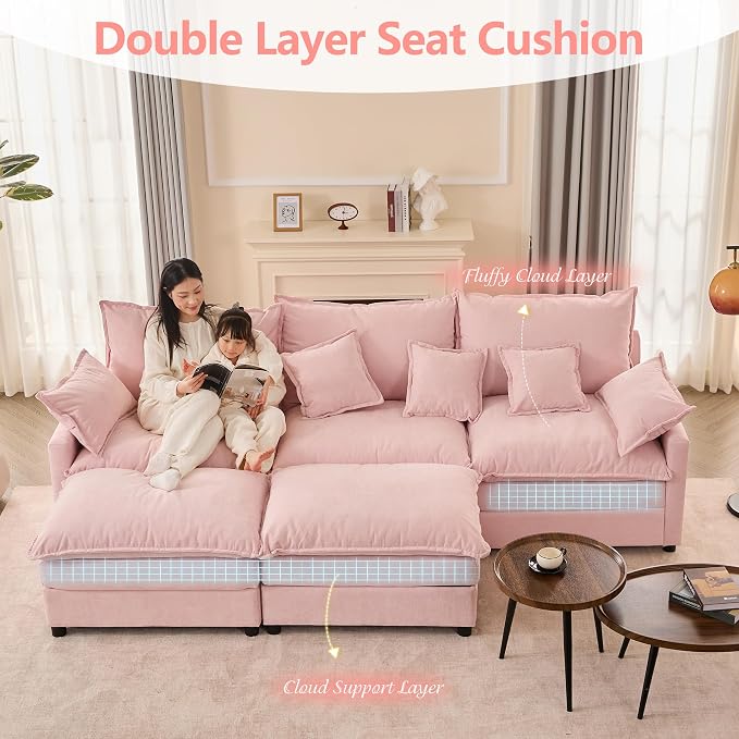 GOSUHI 108" U Shaped Couch, Modular Sectional Sofa, 3-Seater Comfy Cloud Couch - Image 4