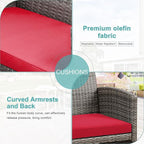 SUNLEI 4 Pcs Outdoor Patio Furniture Sets, Rattan Chair Wicker Conversation Set - Image 3