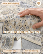 Area Rugs 5x7 Washable Rugs for Living Room, Ultra-Thin Soft Floral Vintage - Image 7