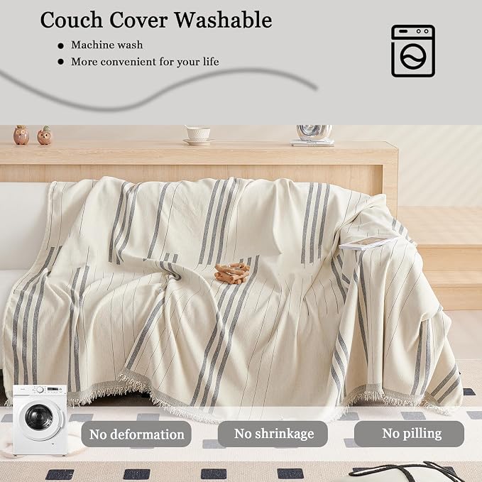 DREAMINGO Couch Cover Reversible Chenille 3 Seat Sofa Covers - Image 6