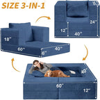 Futon Sofa Bed with Pillow, 3-in-1 Sleeper Sofa Bed with Removable Cover - Image 3