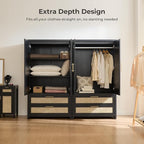 SICOTAS Armoire Wardrobe Closet, Larger Rattan Armoires Wardrobe Cabinet - Image 6