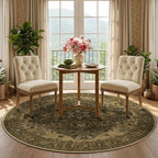 RELEANY Washable Area Rug, Round 5ft, Water Repellent, Pet Friendly, Vintage - Image 3