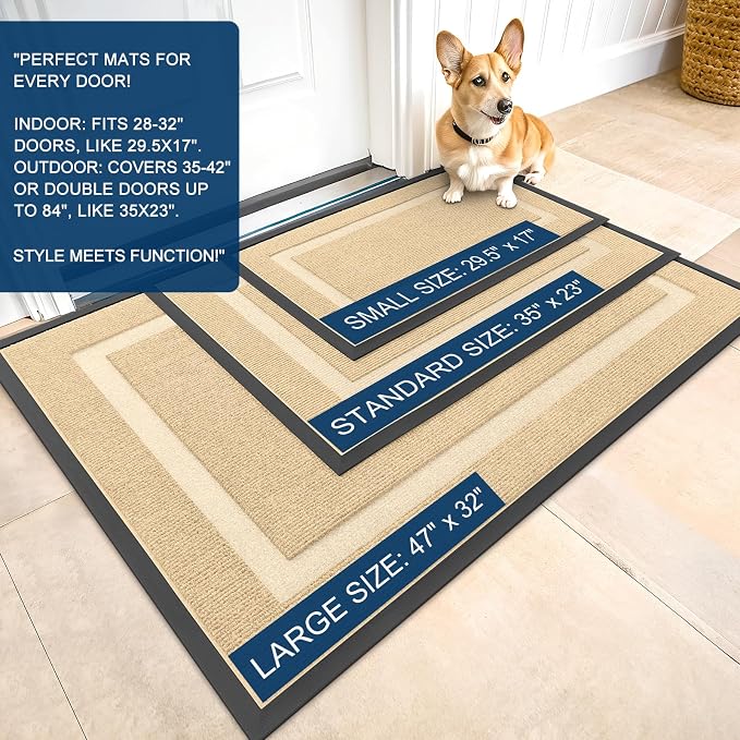 OLANLY Front Door Mat Outside 35x23, All-Season Heavy-Duty Rubber Doormat | - Image 3