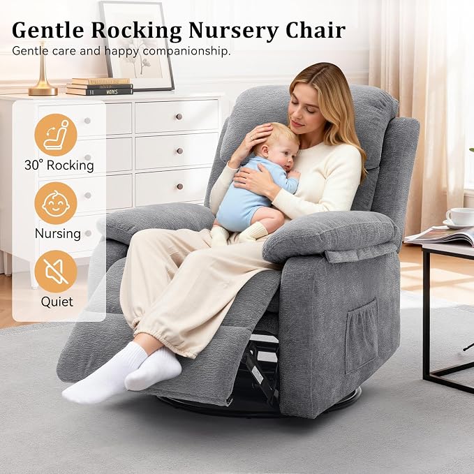 Korser Recliner Chair, 360 Swivel Rocker Chair - Image 5