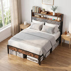 Full Size Bed Frame with Dual-Layer Headboard and Footboard, Bed Frame Full - Image 8