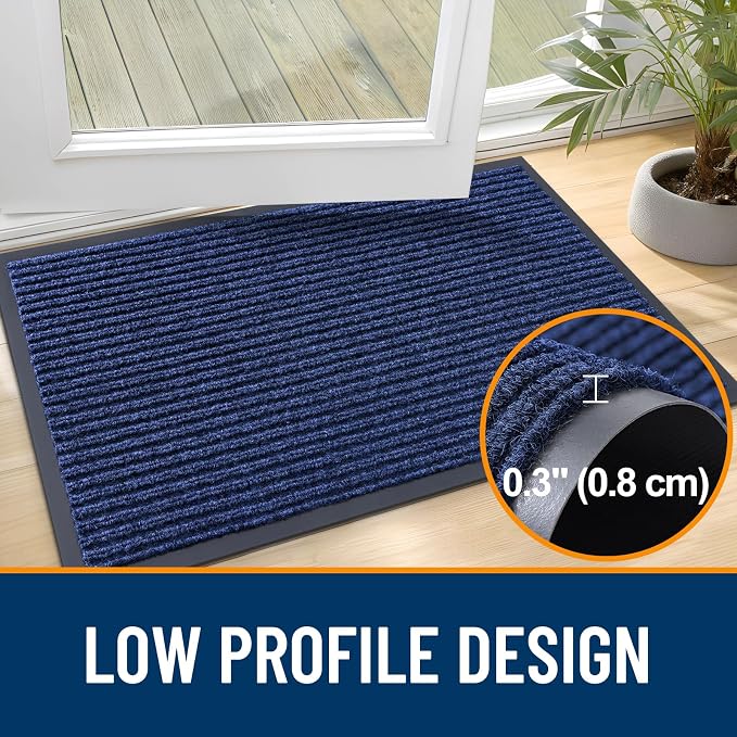 OLANLY 2-Pack Front Door Mats 59x23, Waterproof Heavy-Duty Doormats | Blue - Image 4