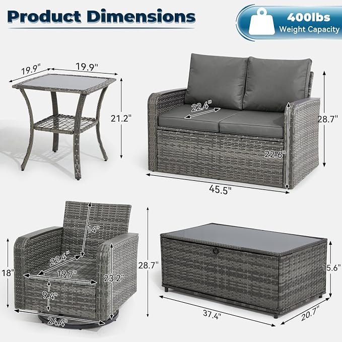 5 Pieces Outdoor Furniture Set - Image 3
