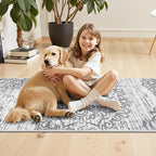 HEBE Hallway Runner Rug 2'x4', Washable Non Slip Kitchen Rug Runner | Soft Boho - Image 6