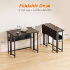 Huuger Folding Desk with Storage Shelf, 31.5 Inch Foldable Computer Table - Image 2