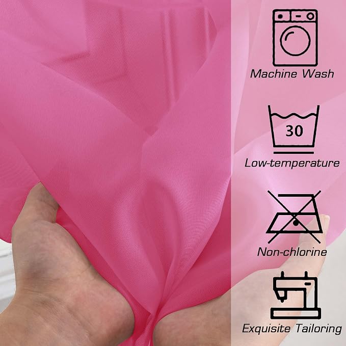 Hot Pink Sheer Curtains for Bedroom Living Room 72 Inches Long 2 Panels Set - Image 5