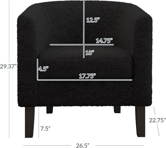 BELLEZE Living Room Chair, Teddy Polyester Accent Barrel Chair, Club Tub Sofa - Image 2