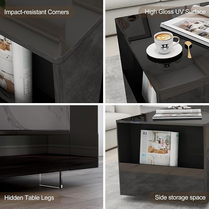 35" High Gloss Wood Coffee Table - Image 4
